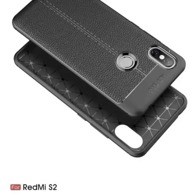 Κάλυμμα Πλάτης TPU Litchi Texture για Xiaomi Redmi S2 / Y2 Black EOM 3