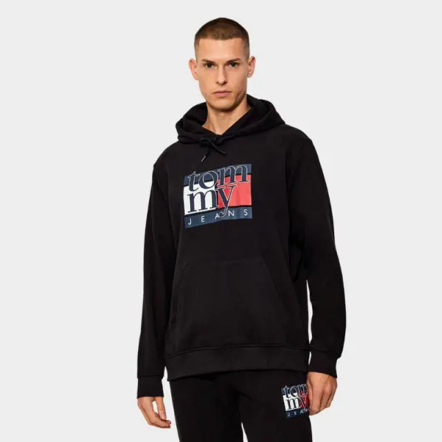 Tommy Hilfiger - Ανδρικό Φούτερ με Κουκούλα Regular Fit DM0DM22092-BDS Μαύρο - 2XL