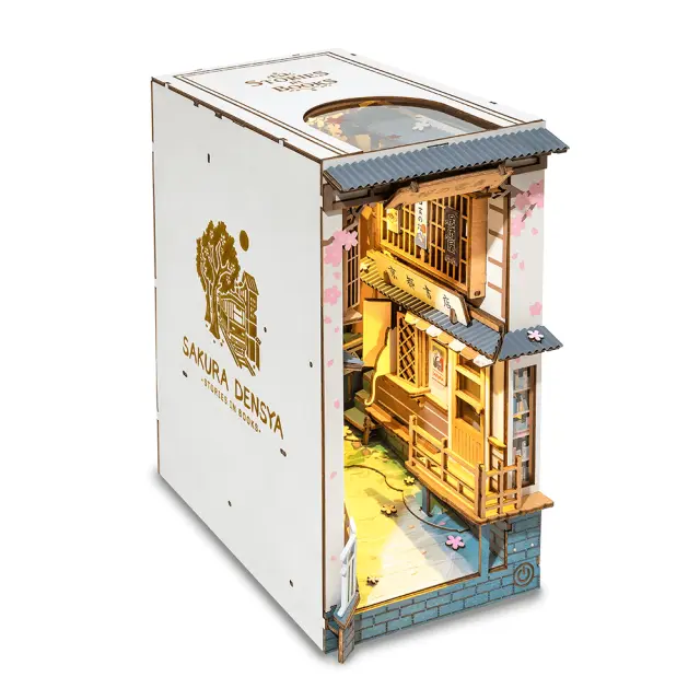 Rolife DIY Creative Bookends / Κατασκευή 3D Βιβλιοστάτη με Φωτισμό: Sakura Densya 2