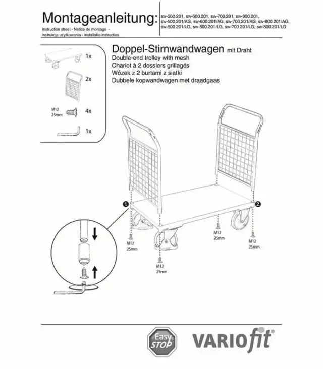 Variofit sw-500.201/AG Τρόλεϊ Μεταφοράς 2 Πλευρών για Φορτίο Βάρους ως 400kg 2