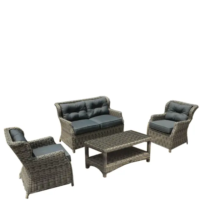 Σετ Σαλόνι Κήπου VITORIA Alu/Wicker Grey Brown/Μαξιλάρια Ανθρακί
