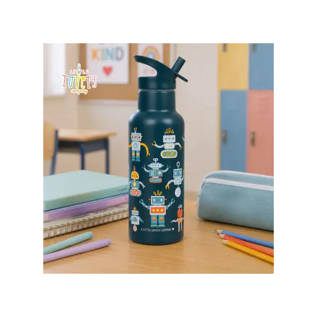 Παγούρι Ανοξείδωτο Διπλό Τοίχωμα Α Little Lovely Company XL Robots 500ml DBSXRO104 2