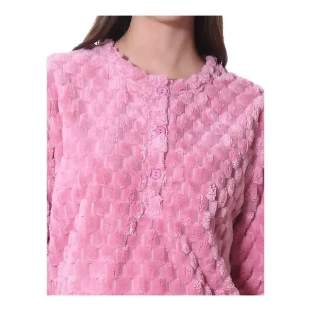 Lydia Creations Γυναικεία Πυτζάμα Fleece με Πατιλέτα NLC, Χρώμα Σάπιο Μήλο 2