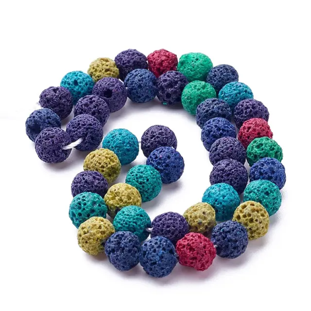 Χάντρα Mix Color Lava Rock Ø8mm ~48τεμ