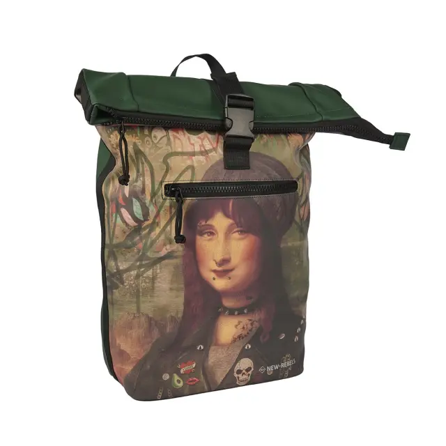 New Rebels Mart Art Roll-Top Backpack (L): Mona Lisa