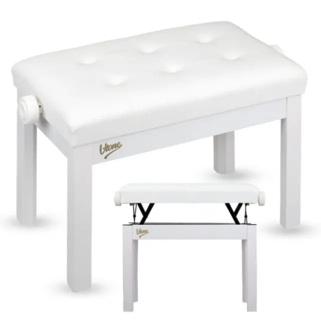 V-TONE PB3 WH piano keyboard bench white upholstered musician seat adjustable 47-55 cm up to 140 kg