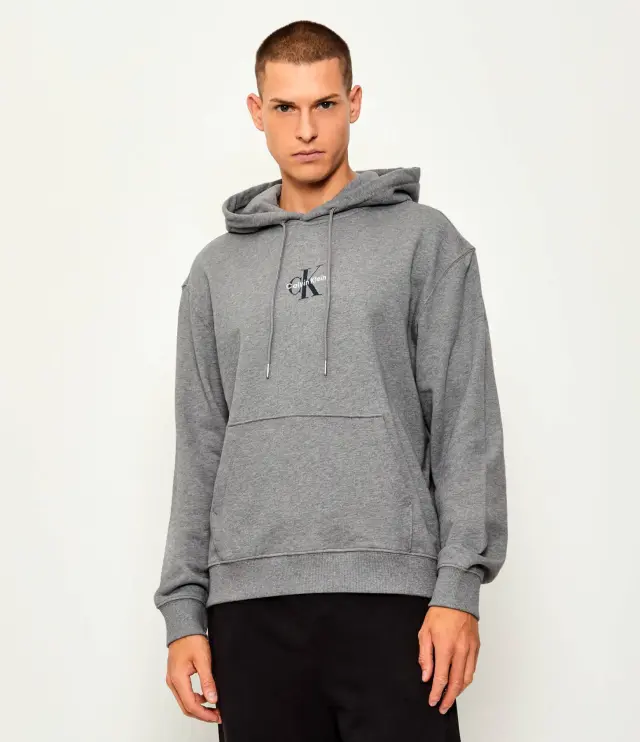 Calvin Klein - Ανδρικό Φούτερ με Κουκούλα Terry Monogram LV04RD243G-P7E Γκρι