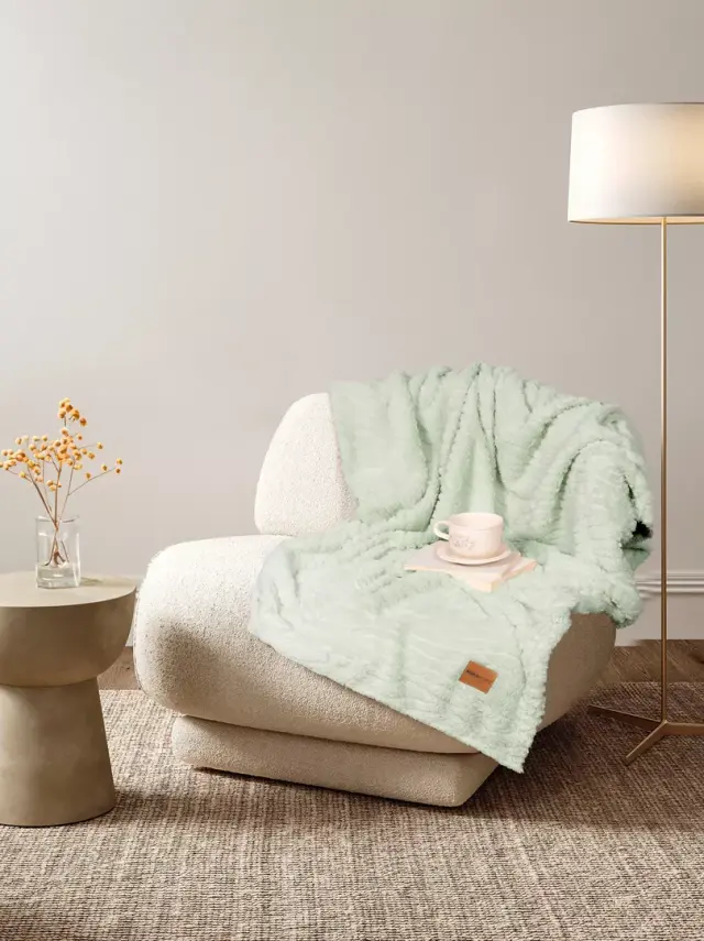 Κουβέρτα Καναπέ 130x170 240gsm Fleece Nima Serenus 100% Πολυέστερ- Mint