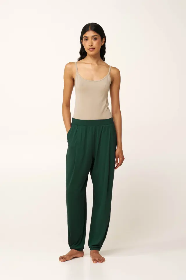 Γυναικείο Παντελόνι Viscose με Μανσέτες Vamp 24823 GREEN GARDEN