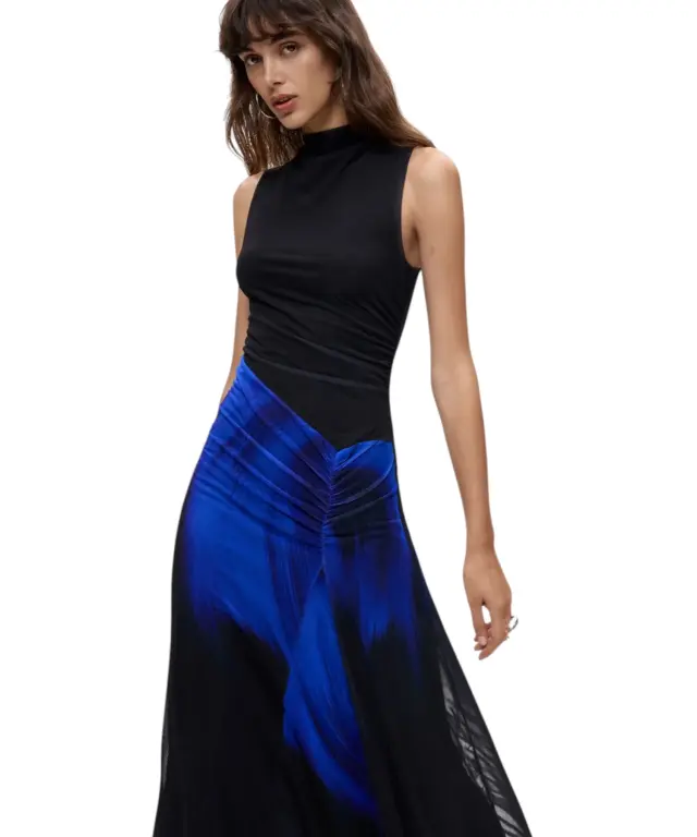 Desigual - Γυναικείο Midi Πλεκτό Φόρεμα Estambul 26WWVK26-5023 Μαύρο/ Μπλε 3