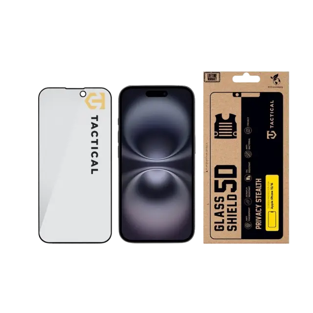 Tactical Glass Shield Privacy Stealth 5D for Apple iPhone 15/16 Black 3