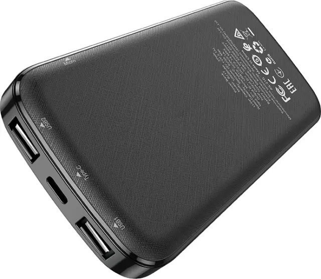 Borofone Power Bank 10000mAh με 2 Θύρες USB-Α Μαύρο BJ17 2