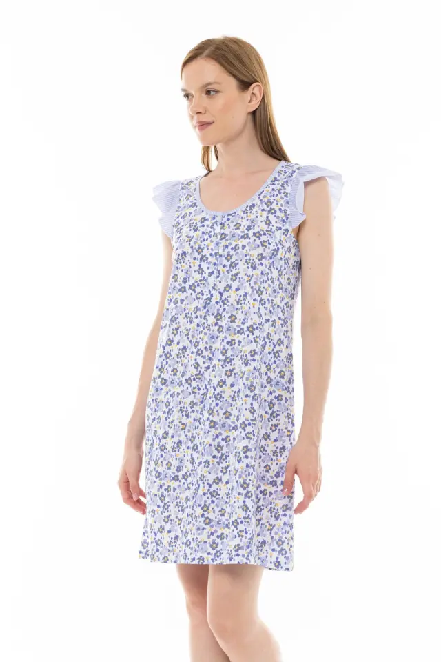 S1296 - Type - NIGHTGOWN BLUE FLOWER STRIPE - M 2