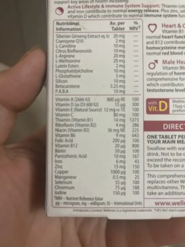 VITABIOTICS Wellman 50+ Συμπλήρωμα Διατροφής Πολυβιταμινών με Συνένζυμο Q10, Αντιοξειδωτικά, Εστέρες Λουτεΐνης, Ginseng, Βιταμίνες & Μέταλλα για Άνδρες Άνω των 50 Ετών 30 Ταμπλέτες 3