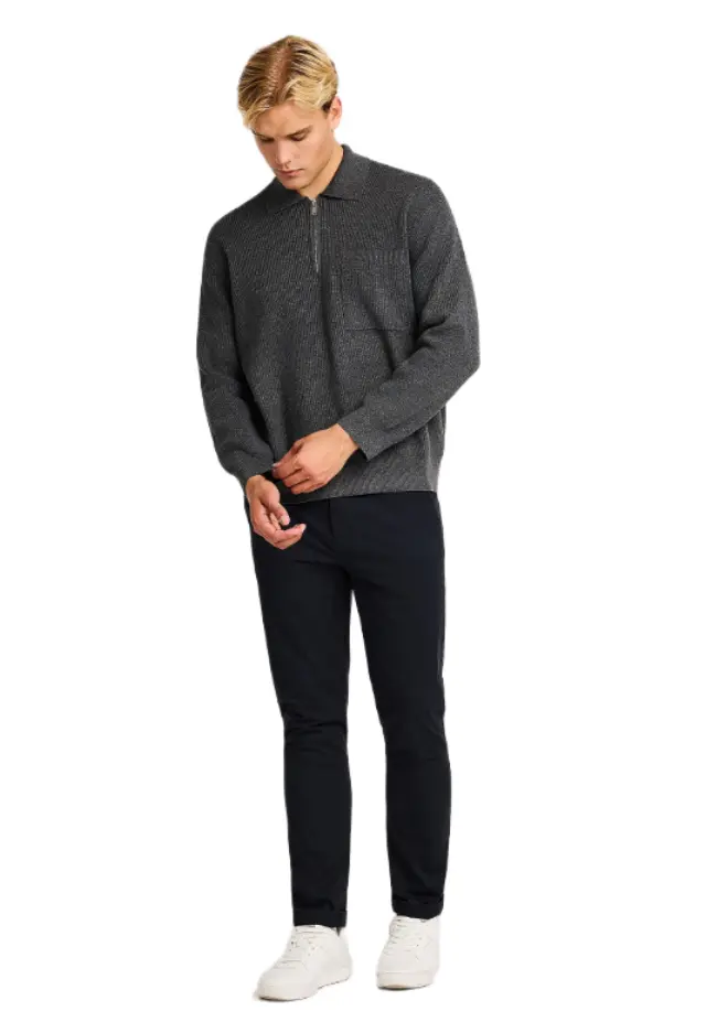 Funky Buddha Men's Chino Elastic Regular Fit Black FBM014-001-02-Black