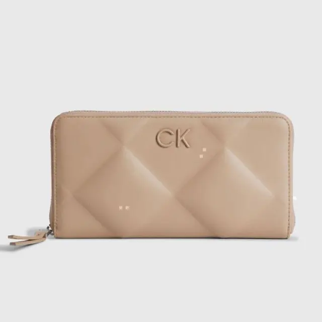 Calvin Klein - Γυναικείο Πορτοφόλι Μεγάλο Re-Lock Quilt Za K60K610774-A04 Μπεζ/Καφέ
