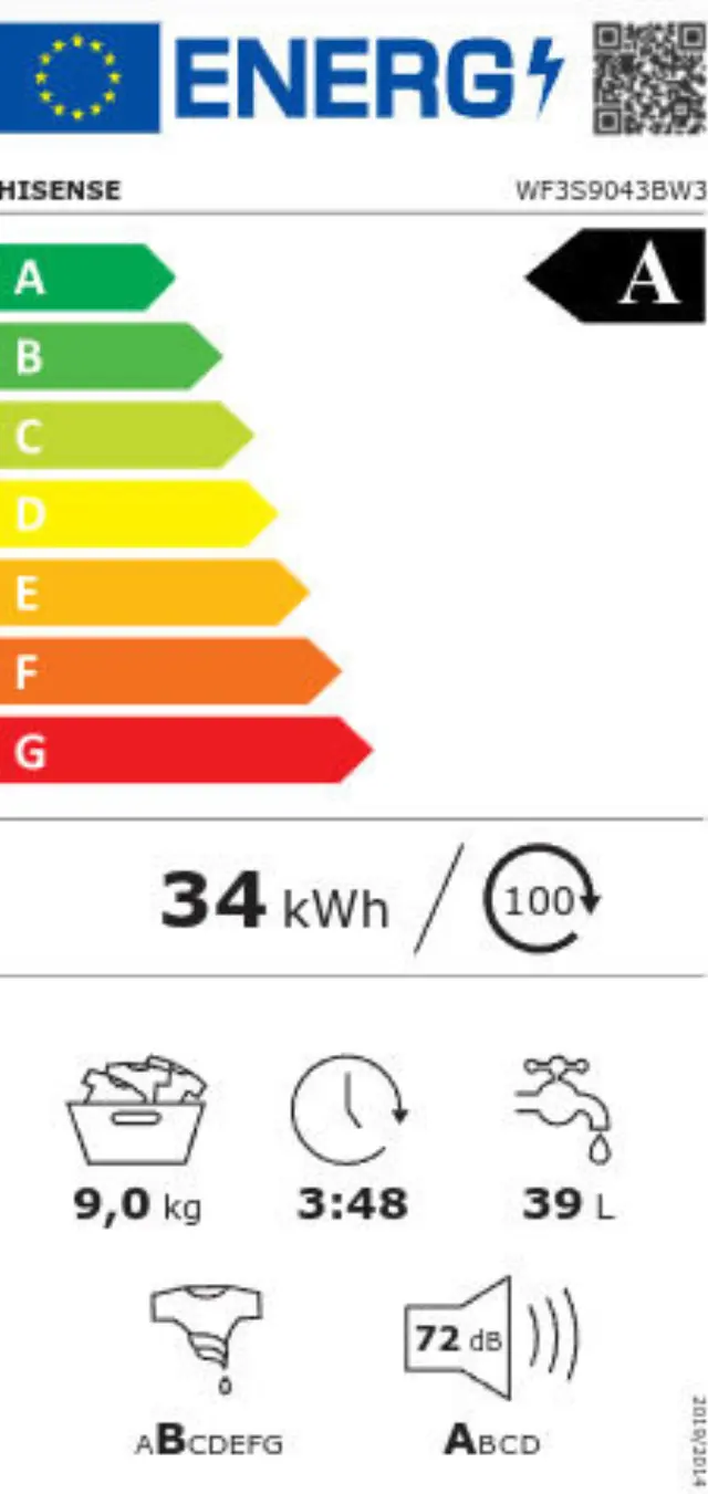 Hisense Πλυντήριο Ρούχων 9kg με Τεχνολογία Ατμού 1400 Στροφών WF3S9043BW3 2