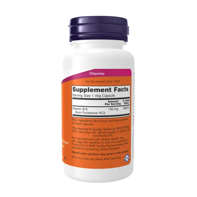 Now Foods B-6 100mg 100 κάψουλες 2