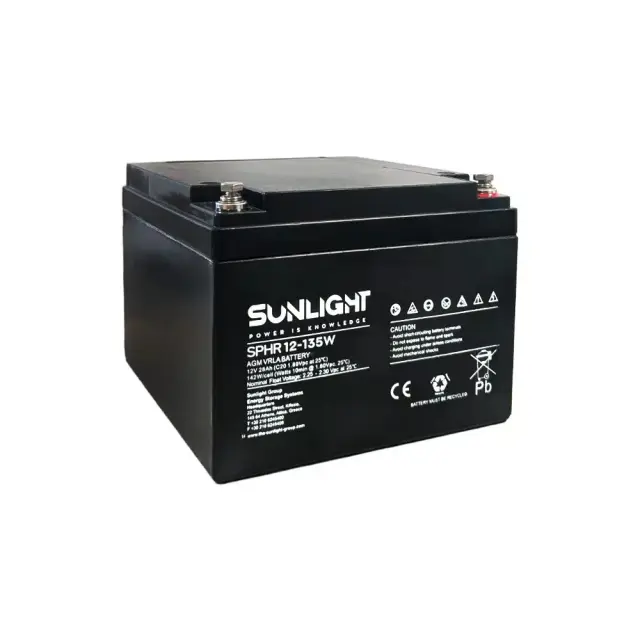 Μπαταρία Μολύβδου VRLA Sunlight SPHR 12V 135W 26.5Ah High Rate