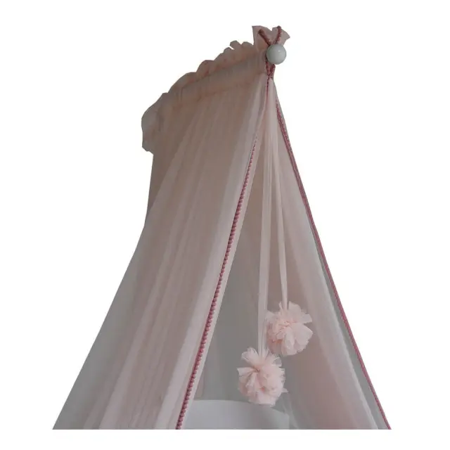 Κουνουπιέρα κρεβατιού με pom-pom Bebe Stars Pink 603-185