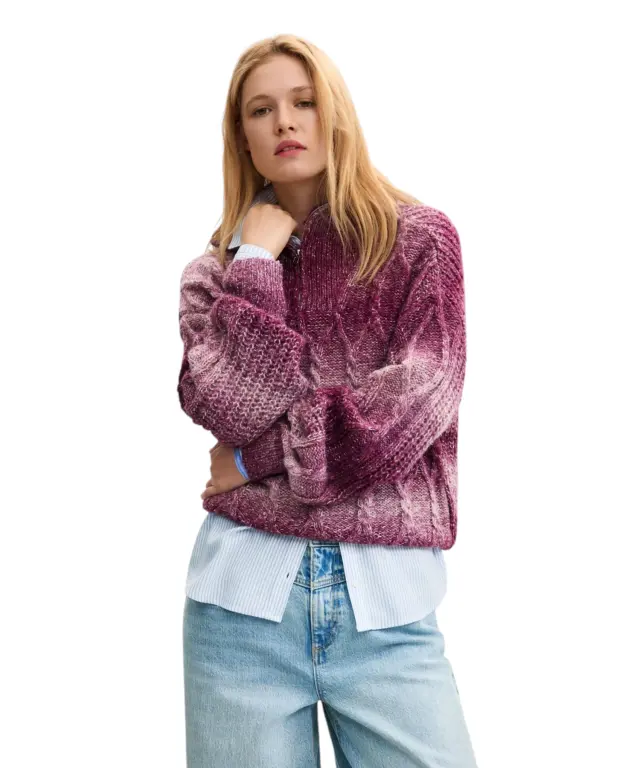 Desigual - Γυναικείο Πλεκτό Πουλóβερ Otto 26WWJF20-3017 Μωβ/Λευκό