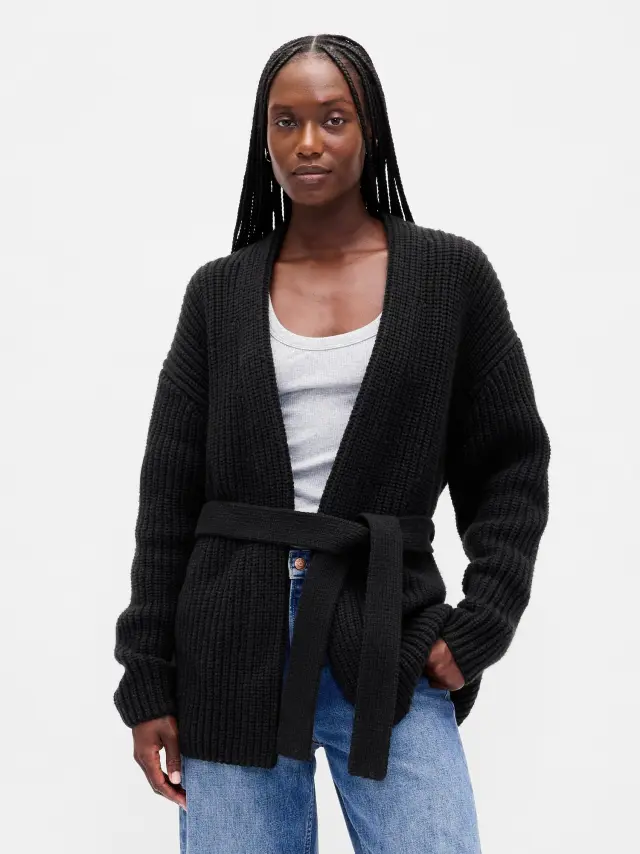 Oversized Ζακέτα με Ζώνη Black