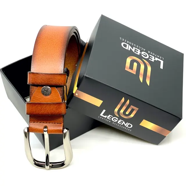 Ανοιχτό Κονιάκ Δερμάτινη Ζώνη Full Grain 4 cm 3
