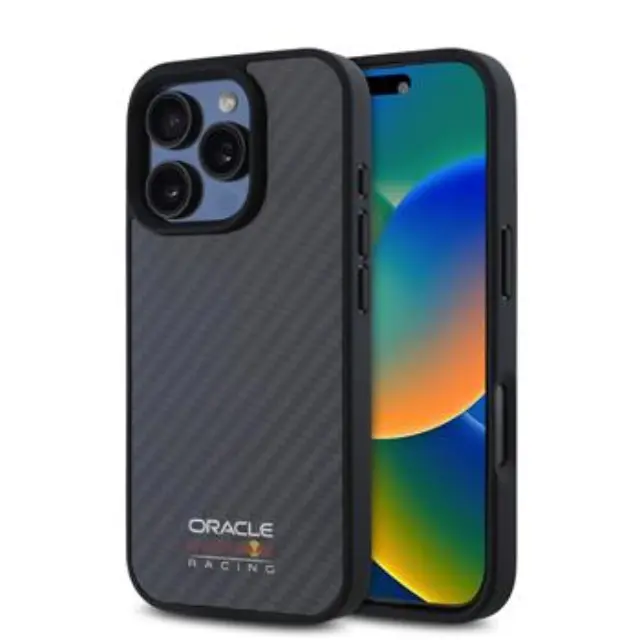 Red Bull Carbon Shiny Logo MagSafe Case for iPhone 16 Pro Max Black