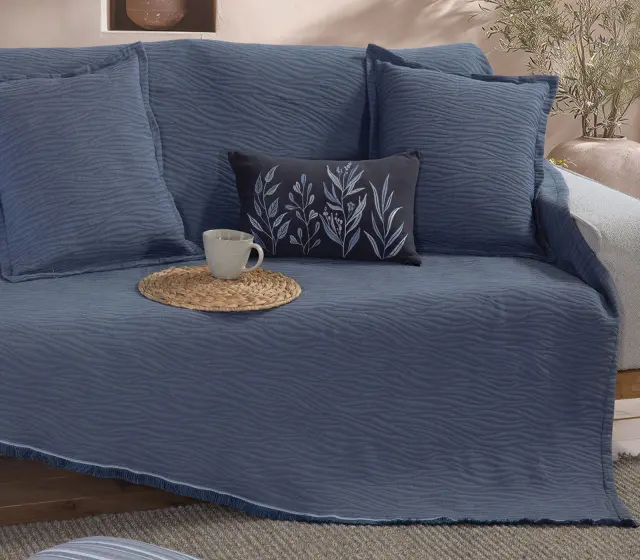 Nef-Nef Homeware Ριχτάρι Τριθέσιου Καναπέ Zebra 170x300 Μπλε