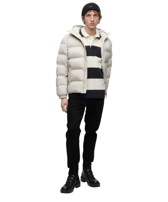 Calvin Klein - Ανδρικό Μπουφάν Ls Ltwt Nylon Padded Hooded Puff LV04RG513G-PDJ Εκρού 3