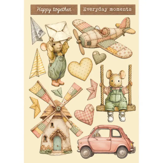 Ξυλάκια διακοσμητικά A5, Stamperia, Cozy Family