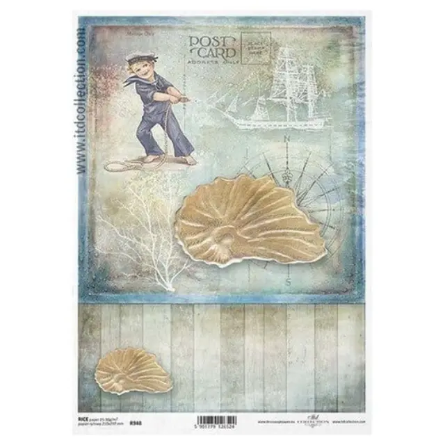 Ριζόχαρτο ITD, 21x29cm, Παιδί και κοχύλι, R948