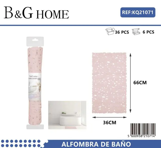 Αντιολισθητικό πατάκι μπάνιου - M0826 - 36x66cm - Light Pink - 21071 2