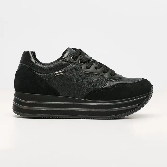 Imac Sneakers Γυναικείο δέρμα/δέρμα Nubuck Μαύρο IMA/657808 NERO