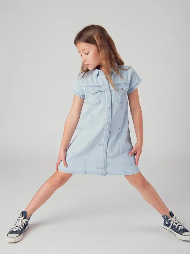 Παιδικό Τζιν Φόρεμα Denim Rainbow ΜΠΛΕ 3