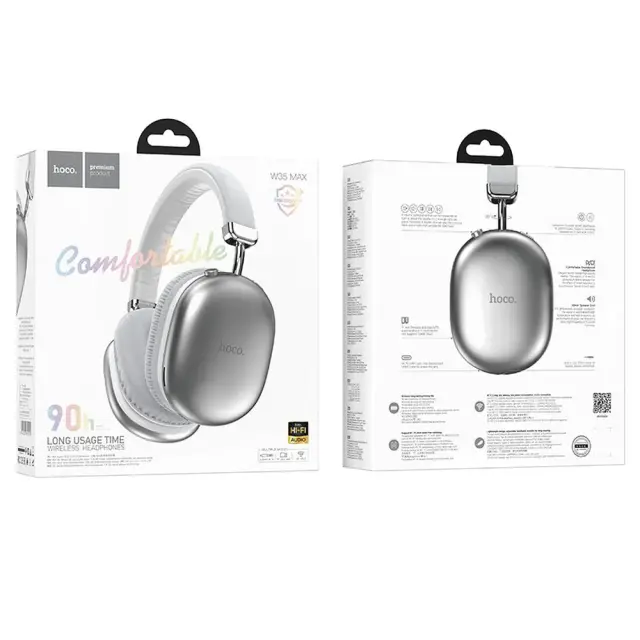 Wireless Ακουστικά Stereo Hoco W35 Max Joy V5.3 800mAh με υποδοχή Micro SD και AUX Ασημί 3
