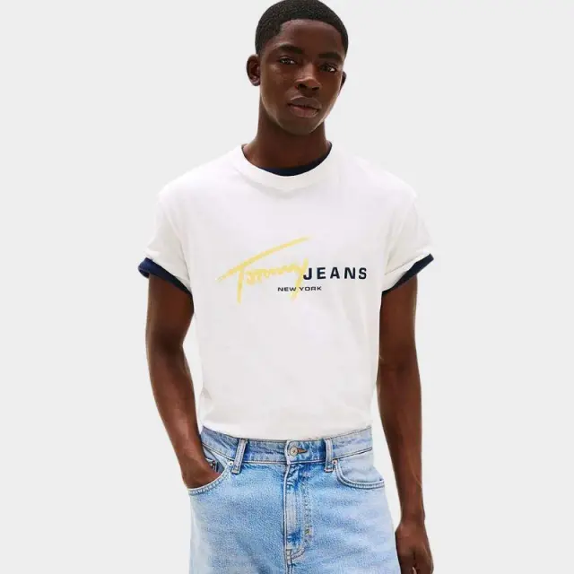 Tommy Hilfiger - Ανδρικό T-shirt Signature Dna Tee Ext Regular Fit DM0DM20817-YBL Λευκό - XL