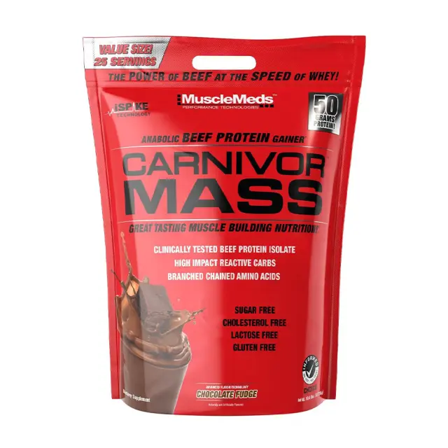 MuscleMeds Carnivor™ Mass 100% Beef Protein Mass Gainer Chocolate Fudge, 25 Servings
