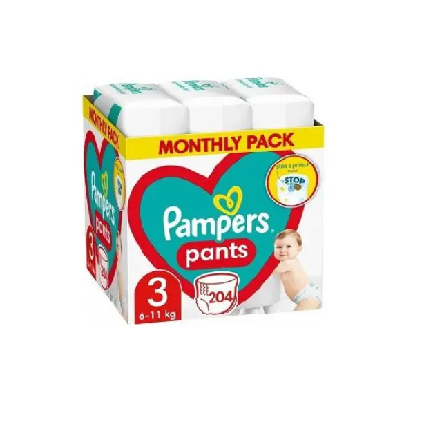 Pampers Premium Care Pants Monthly Πάνες Βρακάκι No. 3 για 6-11kg, 204τμχ