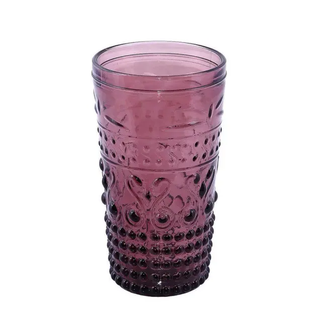 Ποτήρι Oxford Ανάγλυφο Μωβ Νερού 550ml 16cm σετ 6 τμχ Espiel HOC1010
