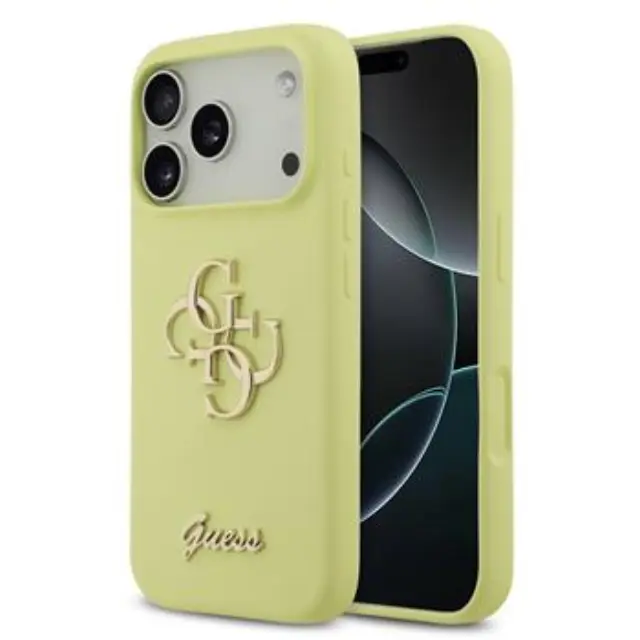 Guess Liquid Silicone 4G Metal Logo Case for iPhone 17 Pro Yellow