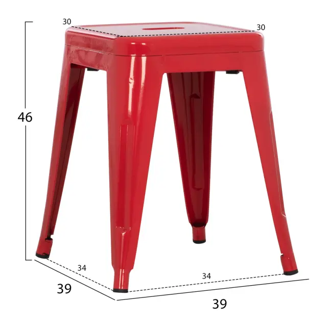 ΣΚΑΜΠΟ ΜΕΤΑΛΛΙΚΟ FB90096.44 ΣΕ ΚΟΚΚΙΝΟ ΧΡΩΜΑ 37x37x45Υεκ. 2