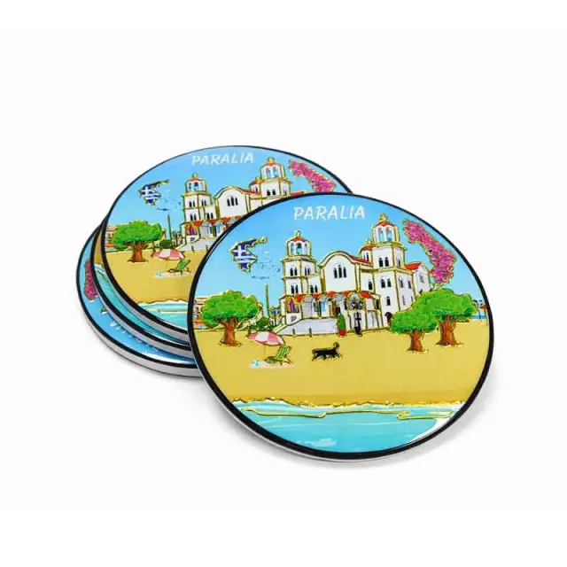 Σετ Σουβέρ Ελλάδα Παραλία Στρογγυλά - Greece Paralia Round Coasters 026069 2