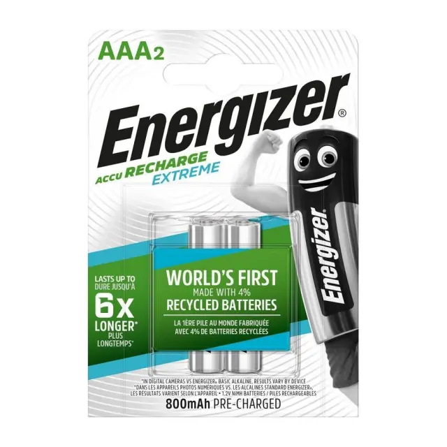 Energizer Extreme AAA 800mAh επαναφορτιζόμενες μπαταρίες Ni-MH 1.2V 2τμχ