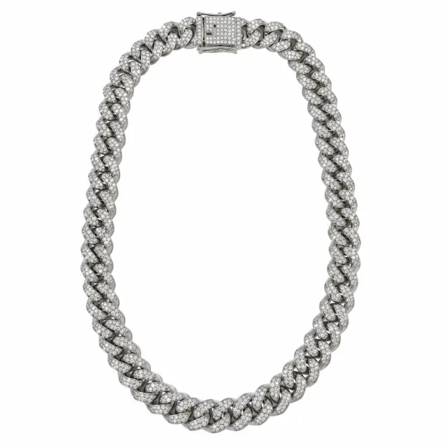 Ghetto Silver Cuban Chain Zircon | Stainless Steel Necklace 50cm