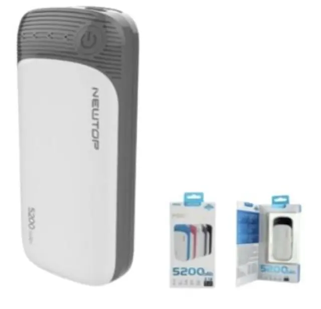 NEWTOP Powerbank PB18 5200mAh ΛΕΥΚΟ-ΓΚΡΙ