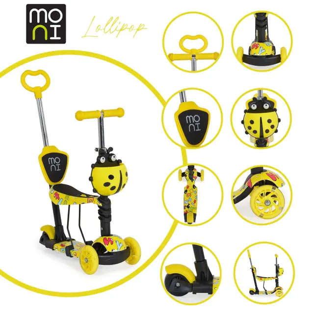 Moni Παιδικό Πατίνι Scooter 3 in 1 Lollipop Yellow 3800146227937