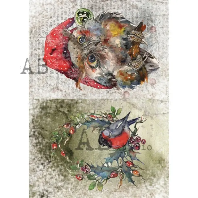 Ριζόχαρτο AB Studio, 21x29cm, Κουκουβάγια και πουλάκι, AB0978