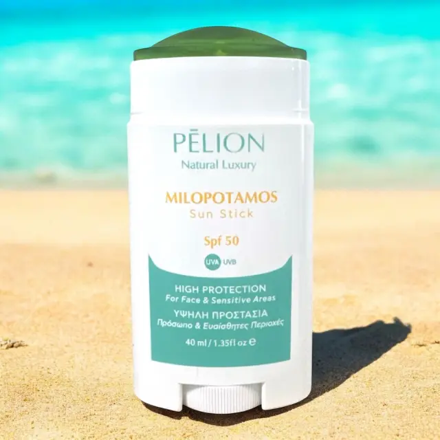 PFORPELION MILOPOTAMOS SUN STICK SPF 50 ΑΝΤΗΛΙΑΚΟ ΣΤΙΚ ΓΙΑ ΠΡΟΣΩΠΟ ΚΑΙ ΕΥΑΙΣΘΗΤΕΣ ΠΕΡΙΟΧΕΣ 2