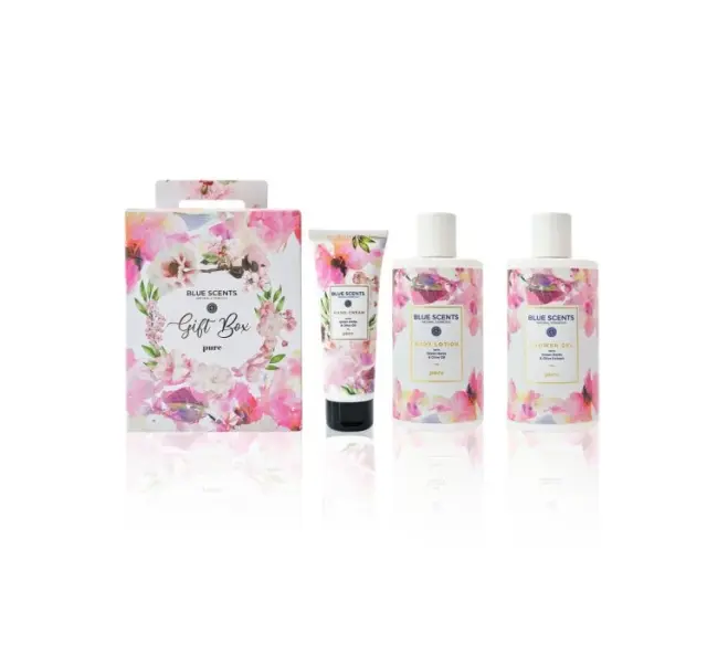 Blue Scents Gift Box Pure Shower Gel, Αφρόλουτρο Σώματος – 300ml + Body Lotion, Ενυδατικό Γαλάκτωμα Σώματος – 300ml + Hand Cream Κρέμα Χεριών – 75ml